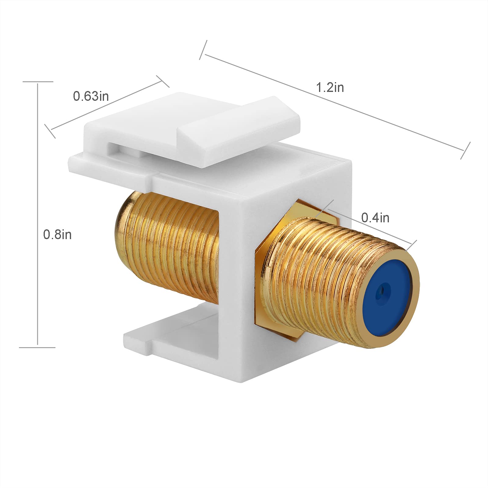 Borsuer 5Pcs Rg6 Keystone Jack Coax Insert Wall Plate 3 Ghz Gold Plated, F Type Rg6 Coaxial Keystone Jacks Connectors White